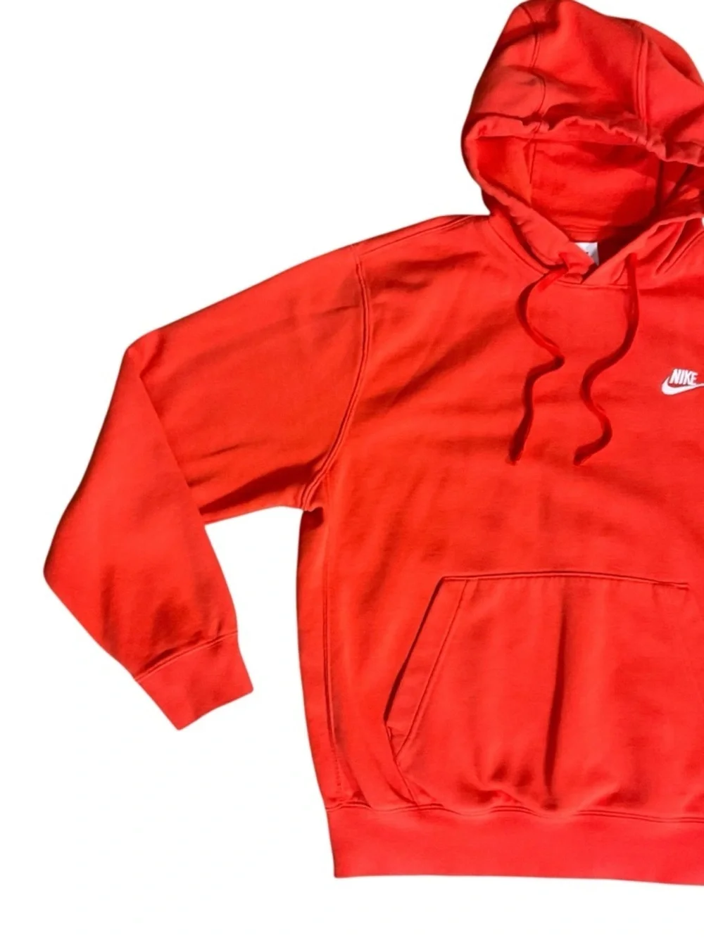 Nike Club Fleece Pullover Hoodie Team Orange White Swoosh Men M
